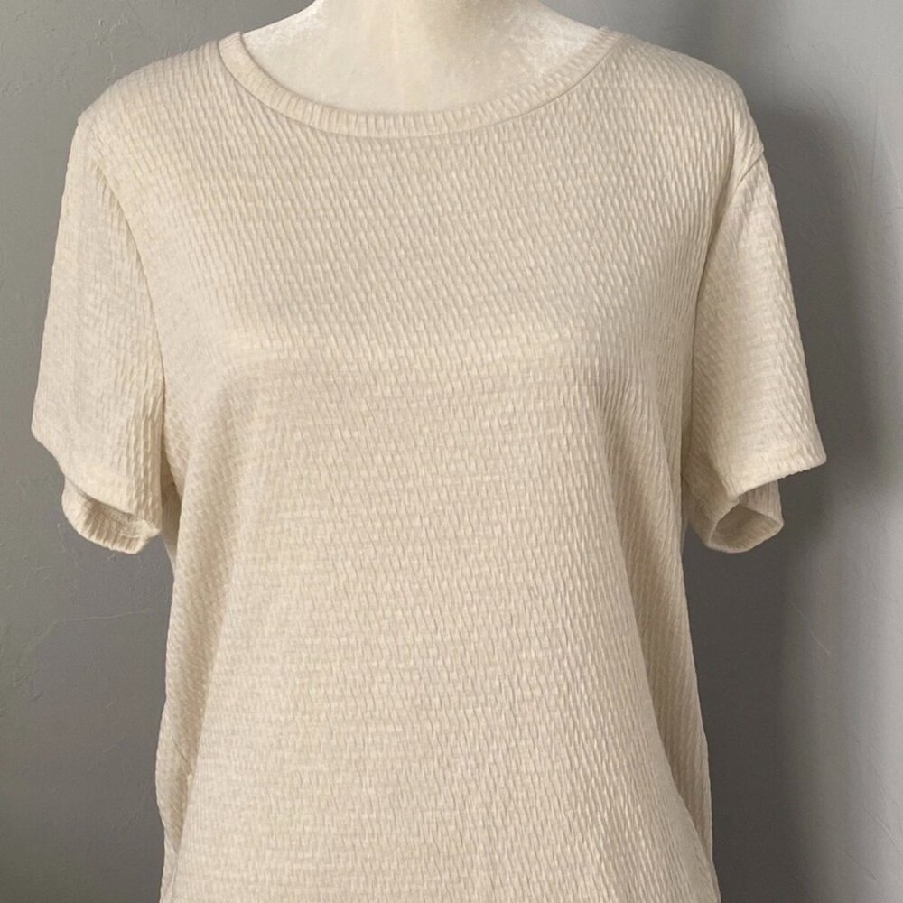 Anthropologie Postage Stamp Cream Shimmer Shirt Top Women's Size XL